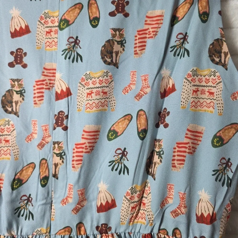 0671 Tulip B Light Blue Printed Sleeveless Dress - Picture 5 of 5